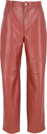Nanushka Straight Leg Pants in Brown Polyester