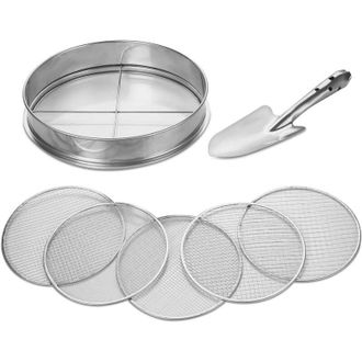 OEM Tamiz De Jard&iacute;n Redondo De 30 Cm Con 5 Insertos De Tamiz Intercambiables - Tamiz De Compost De Acero Inoxidable Para Tierra, Compost Y Semillas - Pala