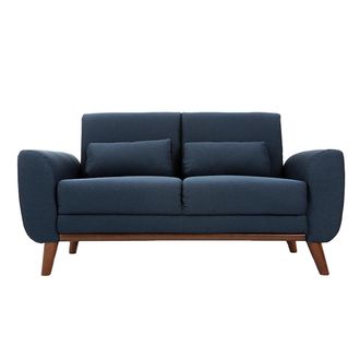 Miliboo Miliboo - Sof&aacute; Dise&ntilde;o 2 Plazas Tejido Azul Y Patas Nogal Ektor