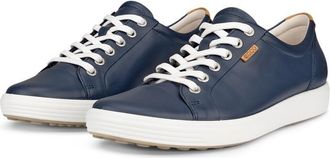 Ecco Sneaker ECCO SOFT 7 W, Damen, Gr. 35, blau (marine), Leder, Schuhe Sneaker, mit Label, Freizeitschuh, Halbschuh, Schn&uuml;rschuh, schmale Form