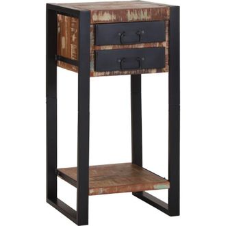 vidaXL Vidaxl - Mesa Auxiliar Con Caj&oacute;n Multicolor Madera Reciclada Maciza