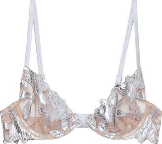 Fleur du Mal Reggiseno Lily con ricamo - Grigio