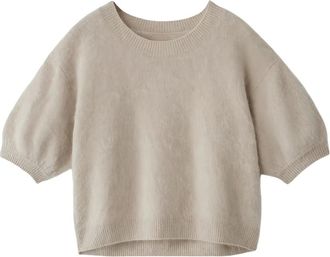 Lisa Yang Geborstelde kasjmier trui met ronde hals - Dames - Ronde hals truien - Beige - M - Kasjmier - Truien & Vesten