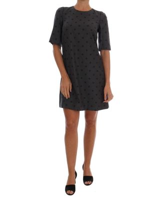 Dolce & Gabbana Womens Gray Polka Dotted Sheath Wool Dress - Multicolour - Size Small