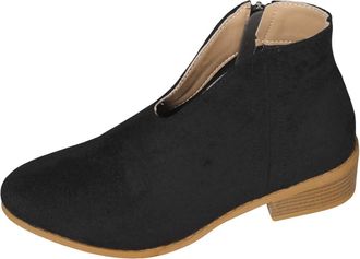 Generic Desert Boots Women Womens Orthopedic Warm Boots Womens Fashion Solid Color Cowboy PU Boots Womens Mid Calf Boots Heel Chunky Heel Mid Calf Boots Girls