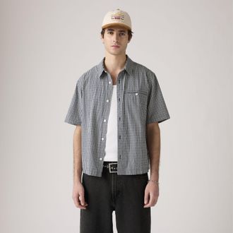 Levi's Short Sleeve Zandt Cropped Shirt - Mens - XL - Blue