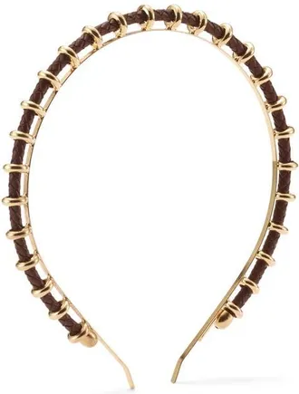 Lelet NY Bentley Braided Leather Headband in Chocolate at Nordstrom