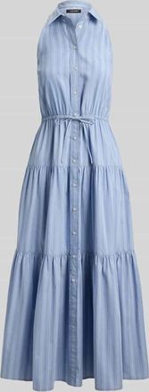 Lauren Ralph Lauren Tailliertes Freizeitkleid aus reiner Baumwolle in Hellblau Melange, Gr&ouml;&szlig;e 38