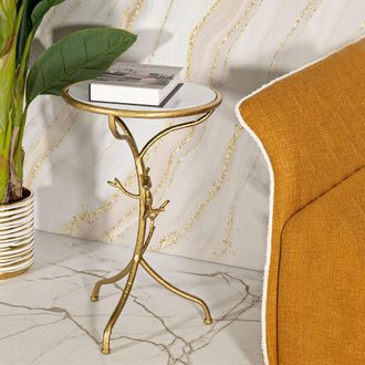 Dmora Mesa De Centro Fanise, Forma Redonda, Color Blanco, Estructura De Pl&aacute;stico, 38x38x60h Cm Blanco M&aacute;rmol