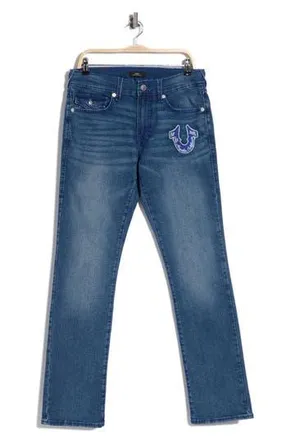 True Religion Ricky Big T Flap Straight Leg Jeans in Medium Blue Quartz at Nordstrom Rack, Size 33