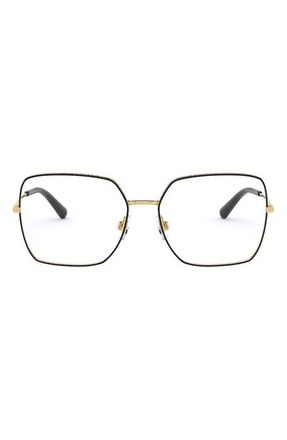 Dolce & Gabbana 54mm Square Optical Glasses in Gold Black at Nordstrom