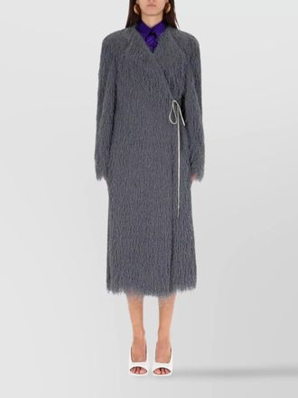 Dries Van Noten long textured coat belted at waist