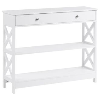 Beliani Aparador Blanco 80 X 100 X 30 Cm 1 Caj&oacute;n 2 Baldas Estilo R&uacute;stico Montgomery