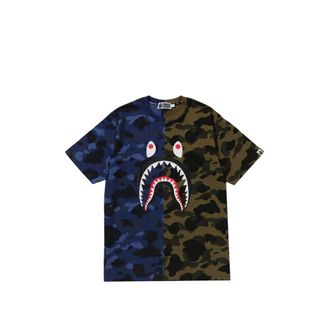 A Bathing Ape Split Camo Shark Cotton T-shirt