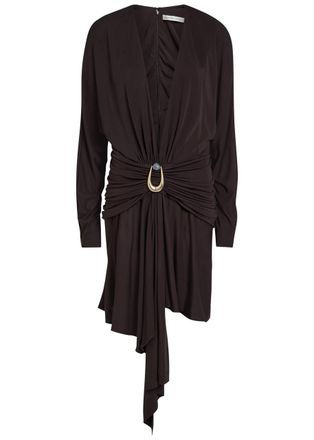 CHRISTOPHER ESBER Draped Asymmetric Jersey Midi Dress - Dark Brown - 34 (UK6 / XS)