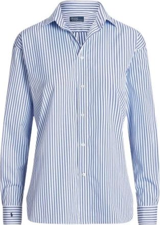 Polo Ralph Lauren Gestreept katoenen popeline overhemd - Dames - Overhemden - Blauw - 2XS - Katoen - Overhemden