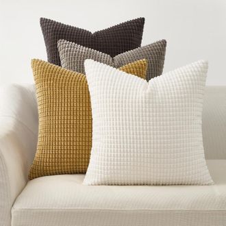 OEM Fundas Para Cojines De Suelo De 50x50 Cm, Color Marr&oacute;n, De Pana Supersuave, Ideales Para Sof&aacute;, Sal&oacute;n, Dormitorio O Cama, Con Estilo Art D&eacute;co Vintage N