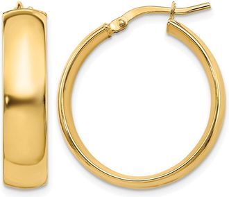 Diamond2Deal 14K Yellow Gold 6mm High Polished Round Hoop Earrings