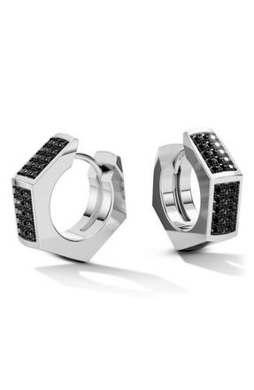 Off-white Hex Nut Huggie Hoop Earrings in Black/gunmetal at Nordstrom