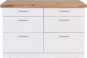 VENTE-UNIQUE.COM Isla cocina efecto madera color natural claro, blanco