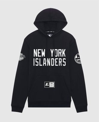 Starter Mens New York Islanders Hat Trick Hoodie In Black