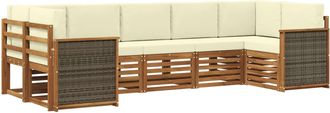vidaXL Conjunto De Sof&aacute;s De Exterior 6 Uds. Natural Y Crema Vidaxl