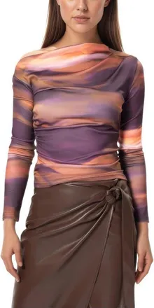 Area Stars Draped Jersey Top in Purple, Abstract Stripe at Nordstrom, Size X-Small L