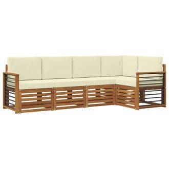 vidaXL Conjunto De Sof&aacute; Seccional Con Coj&iacute;n 5 Pcs Natural Y Crema Vidaxl