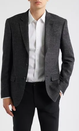 Emporio Armani Slub Wool Blend Sport Coat in Black at Nordstrom Rack, Size 42 Us / 52 Eu Short