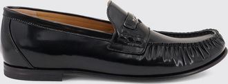 Fendi Penny loafer in pelle di vitello spazzolata con logo lettering metallico