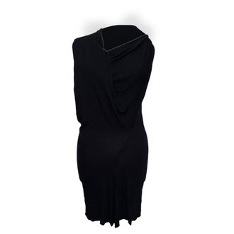 Rick Owens One-Shoulder Draped Mini Dress in Black Cotton