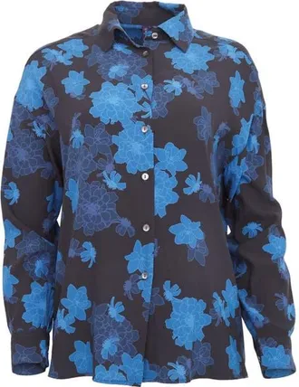 Lords of Harlech Sophie Silk Oversized Blouse in Softbloom Navy at Nordstrom, Size X-Small