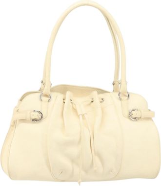 Ferragamo Vintage Handbag Leather Beige Leather Handbag (Pre-Owned)