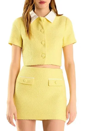 endless rose Crop Tweed Jacket in Butter at Nordstrom, Size X-Small