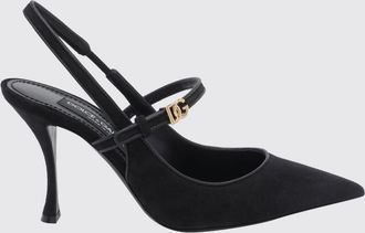 Dolce & Gabbana D&eacute;collet&eacute; slingback in camoscio con logo DG e tacco a spillo
