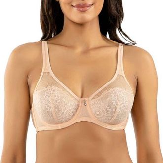 Affinitas Luxlacy Full Coverage Unlined Wire Bra in Cameo Rose at Nordstrom, Size 34Ddd