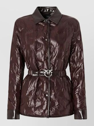 Pinko belted silk blend nylon coat