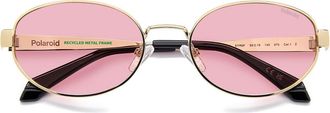 Polaroid 55mm Polarized Oval Sunglasses in Gold Pink/Pink Pz at Nordstrom