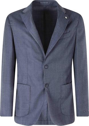 L.B.M. 1911 Blue Spinato Wool-Blend Single-Breasted Blazer