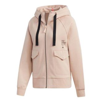 adidas (WMNS) adidas Alphabet Print Zip Up Hoodie Pink HG1783