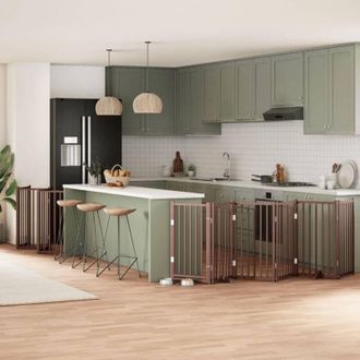 vidaXL Puerta De Perros Plegable 15 Paneles Madera &Aacute;lamo Marr&oacute;n 750 Cm Vidaxl