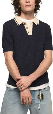 Lucky Brand Contrast Tipped Polo in Cadet Navy at Nordstrom, Size Xx-Large