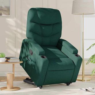 vidaXL Sill&oacute;n Reclinable Elevable Tela Verde Oscuro Vidaxl