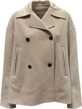 Lareida Oversized Wollen Jas Dubbel-Breasted Zachte Touch - Dames - Zomerjassen - Beige - S - Wol - Jassen