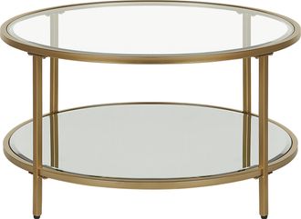 Beliani Beliani - Mesa De Centro De Vidrio Templado Transparente Dorado 70 Cm Espejo Balda Birney