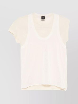 Pinko layered sheer cotton t-shirt with cap sleeves