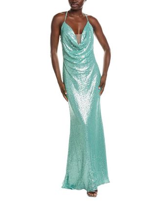 Rene Ruiz Draped Cowl Neckline Gown