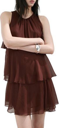 Mango Cake Ruffle Minidress in Chocolate at Nordstrom, Size 10