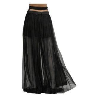 Erika Cavallini Semi Couture Wide Trousers, female, Black, Size: XS P6Sz09 Trousers