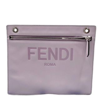 Fendi Gray Purple Leather Clutch Bag (Pre-Owned)
